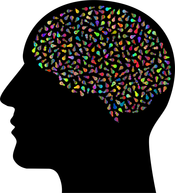 Colorful Brain Silhouette PNG
