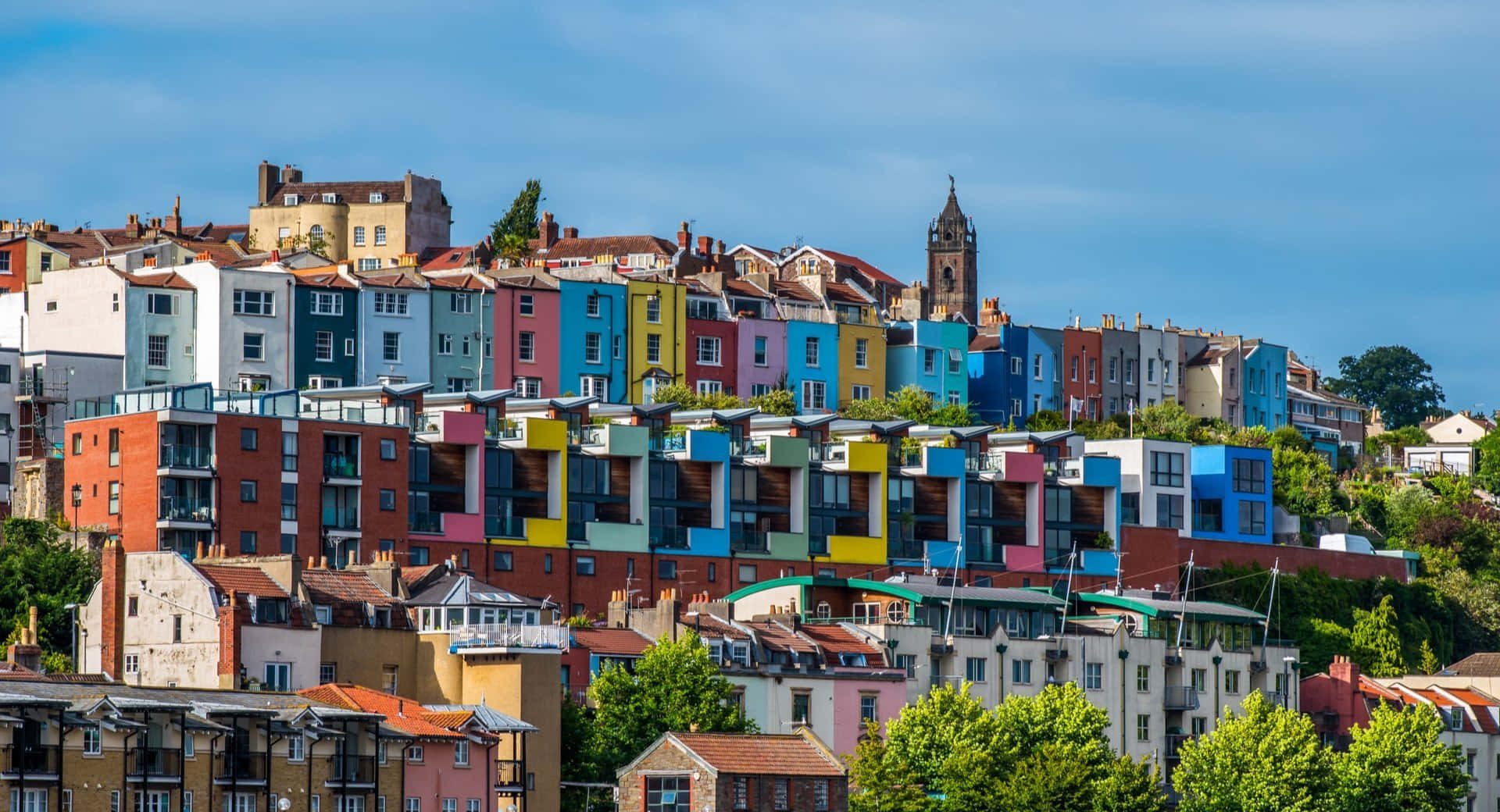 Colorful Bristol Hillside Homes Wallpaper