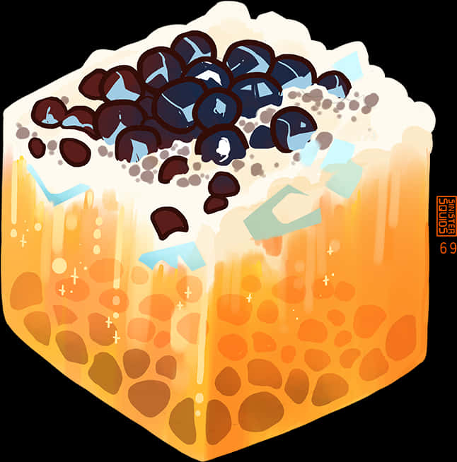 Colorful Bubble Tea Illustration PNG