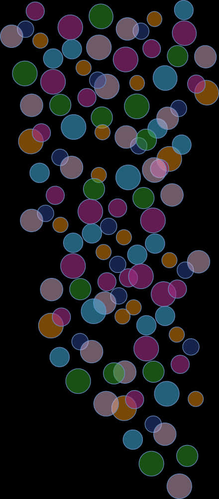 Colorful Bubbleson Black Background PNG