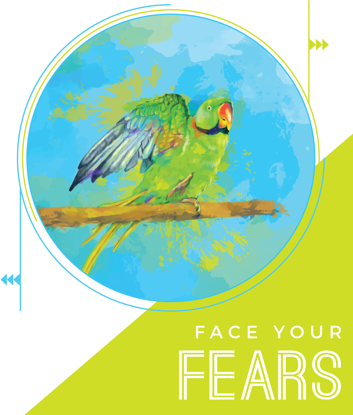 Colorful Budgie Facing Fears PNG