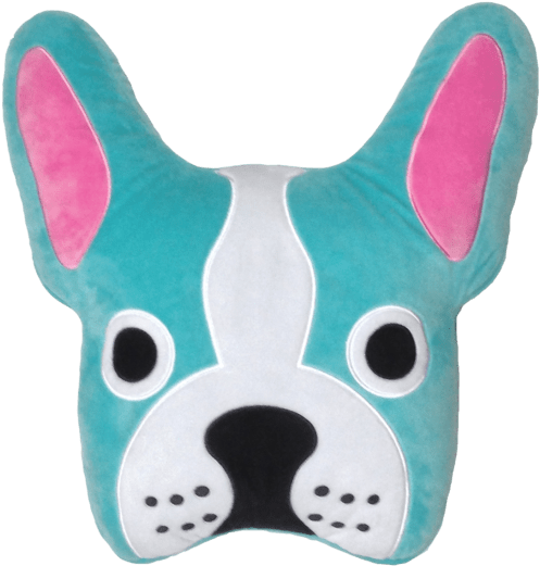 Colorful Bulldog Plush Pillow PNG