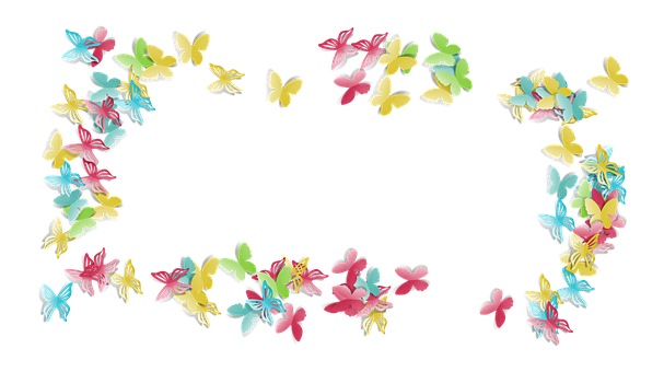 Colorful Butterfly Frame Black Background PNG