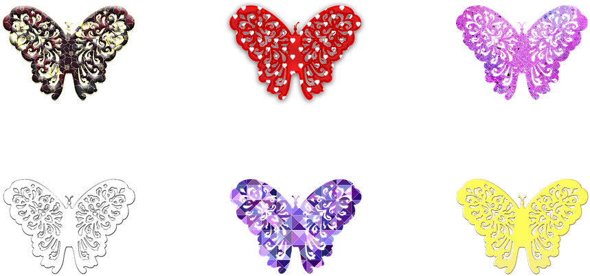 Colorful Butterfly Outlines Collection PNG