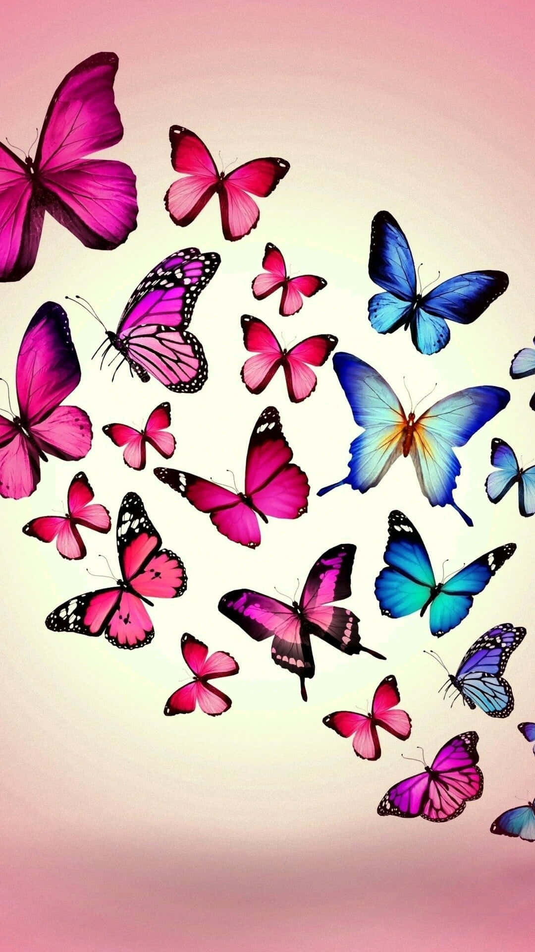 a group of butterflies flying in the air