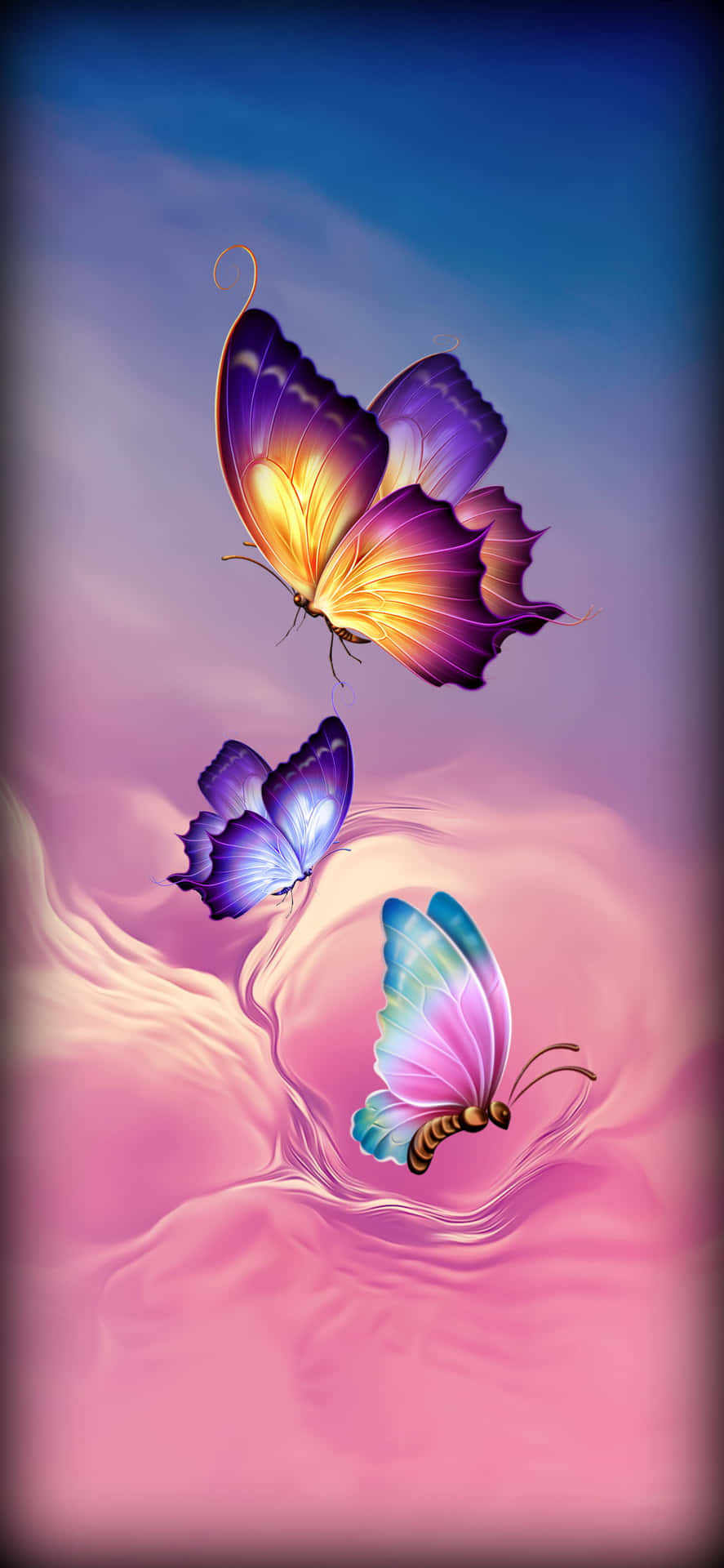 A Picture Of Butterflies Flying In The Air