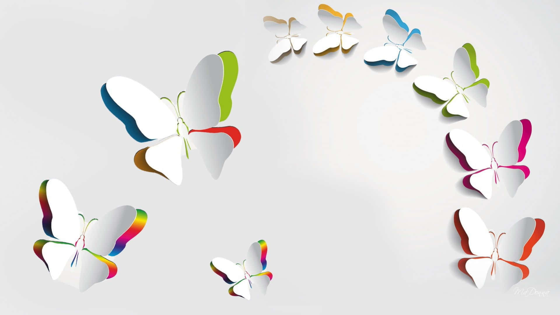 Ungrupo De Coloridas Mariposas Volando En El Aire.
