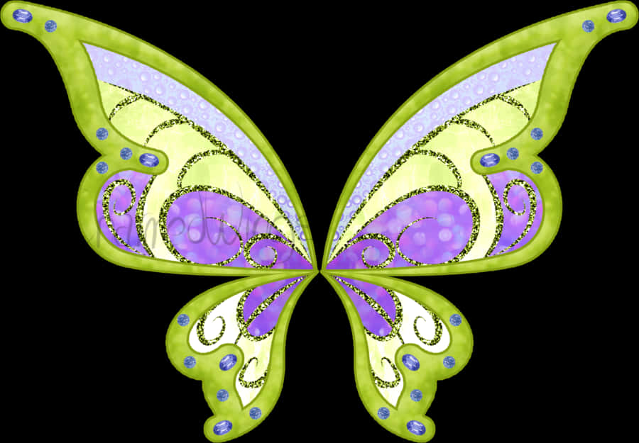 Colorful Butterfly Wings Artwork PNG