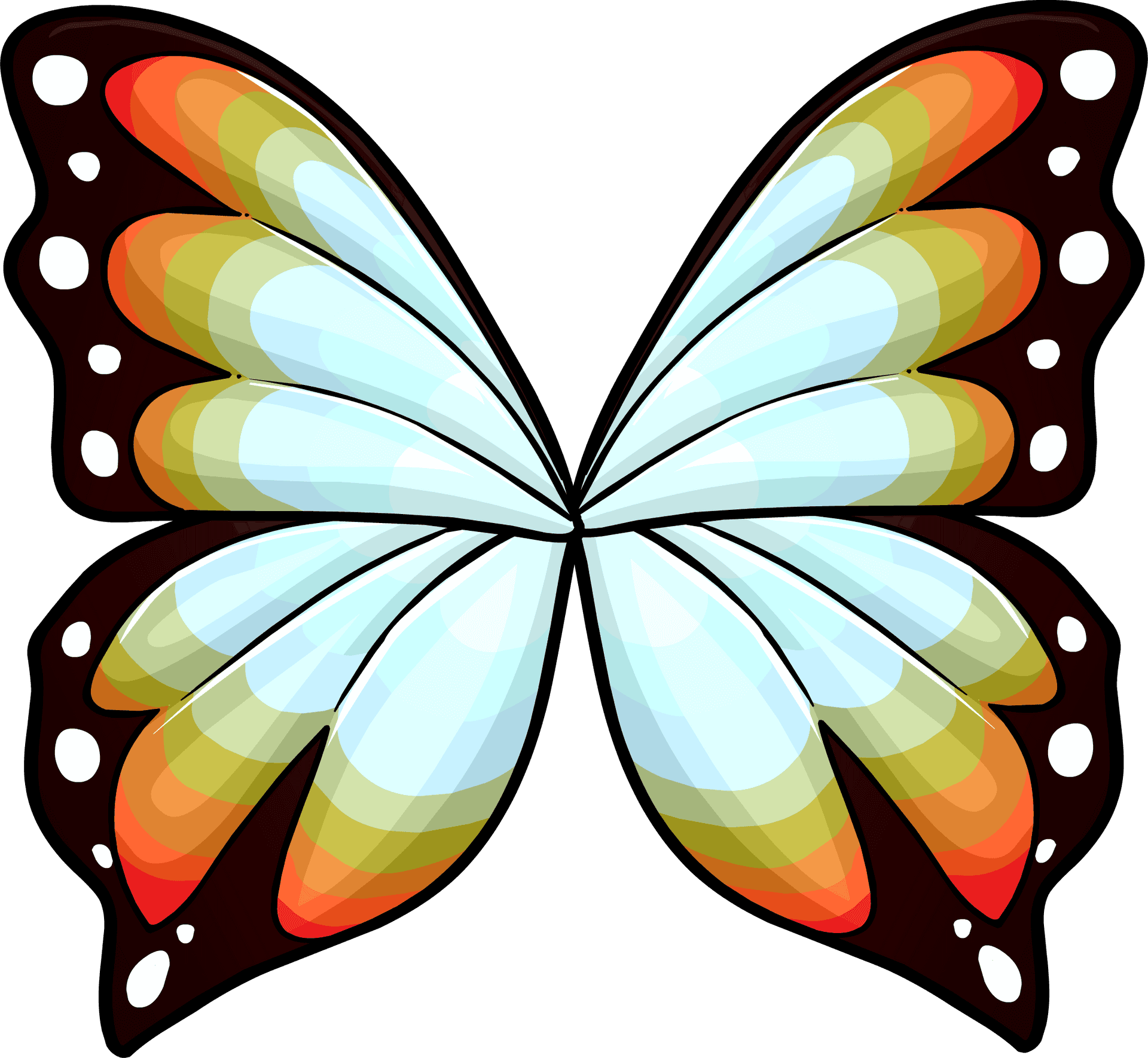 Colorful Butterfly Wings Illustration PNG