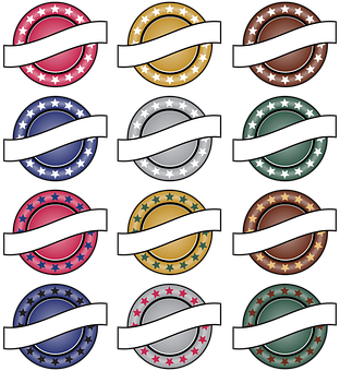 Colorful Button Icons Set PNG