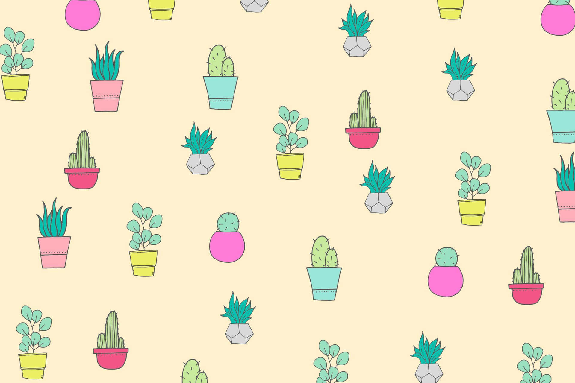 Colorful Cactus Pattern Desktop Wallpaper Wallpaper