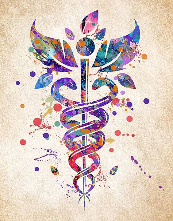 Colorful Caduceus Medical Symbol