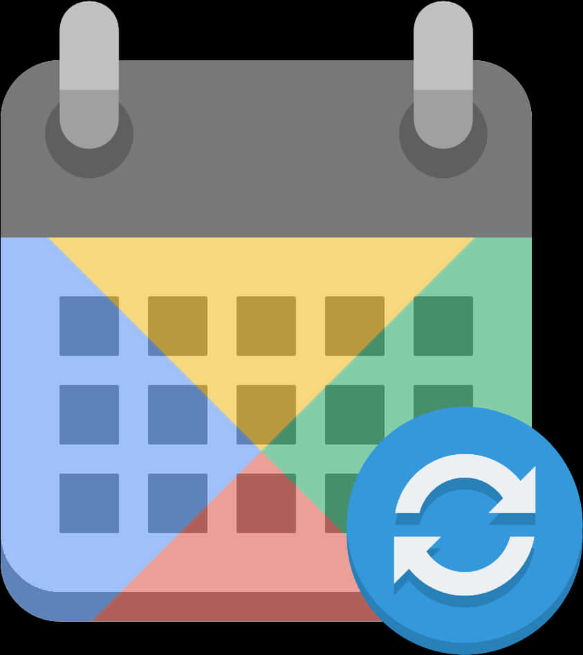 Colorful Calendar Iconwith Sync Symbol PNG