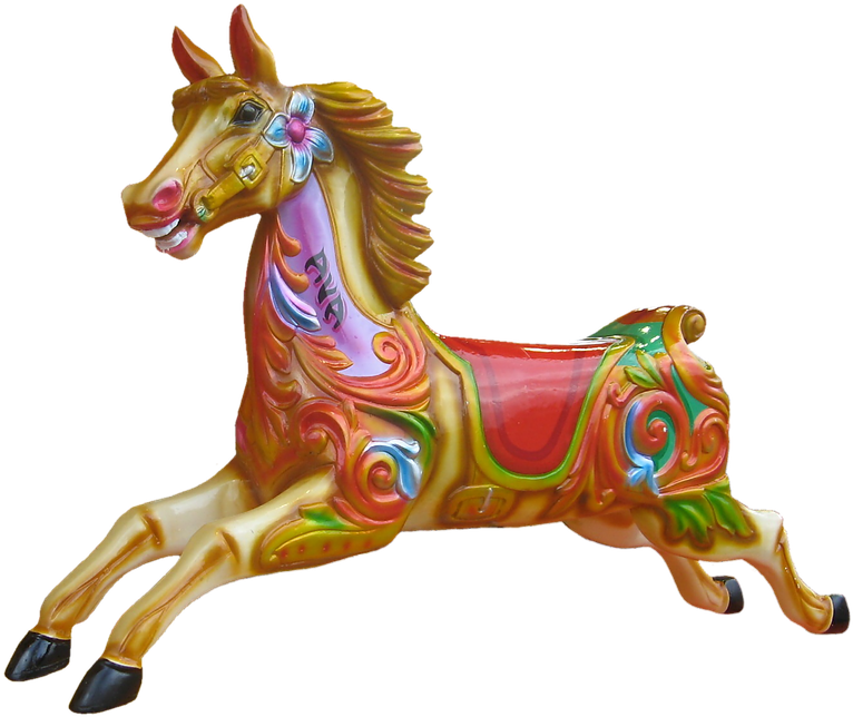 Colorful Carousel Horse Figurine PNG