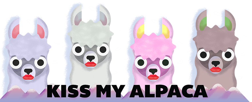 Colorful Cartoon Alpacaswith Accessories PNG