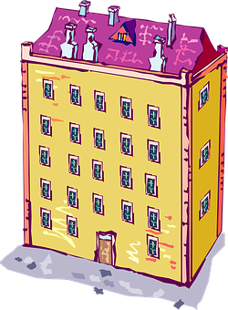 Colorful Cartoon Apartment Building PNG