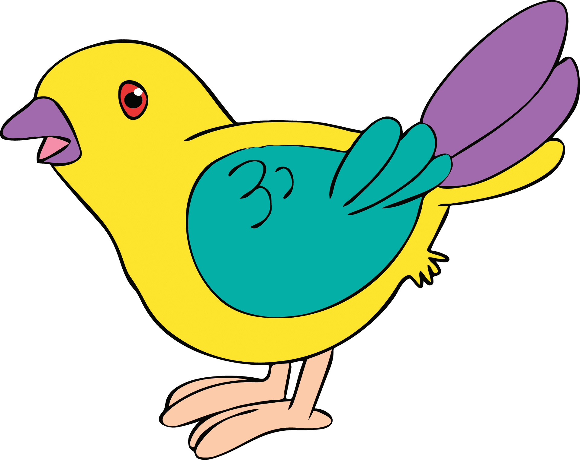 Colorful Cartoon Bird Illustration PNG