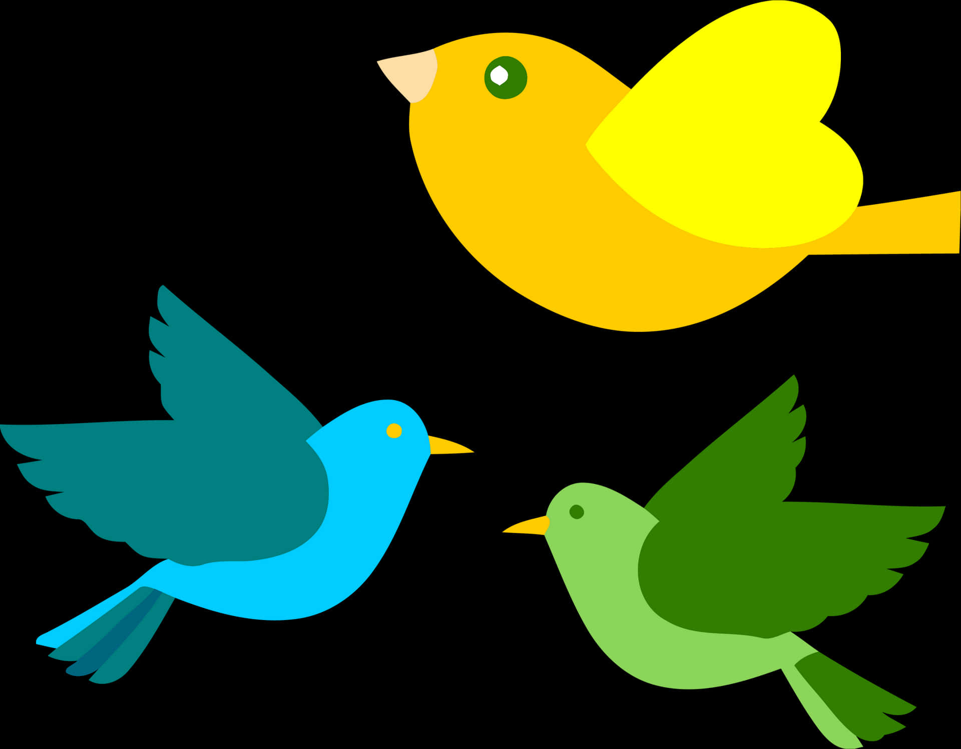Colorful Cartoon Birds Vector PNG