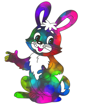Colorful Cartoon Bunny Illustration PNG