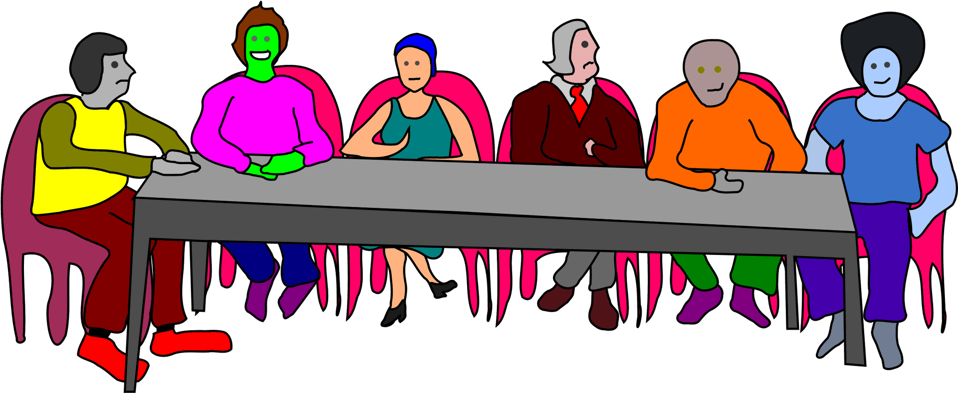 Colorful Cartoon Business Meeting PNG