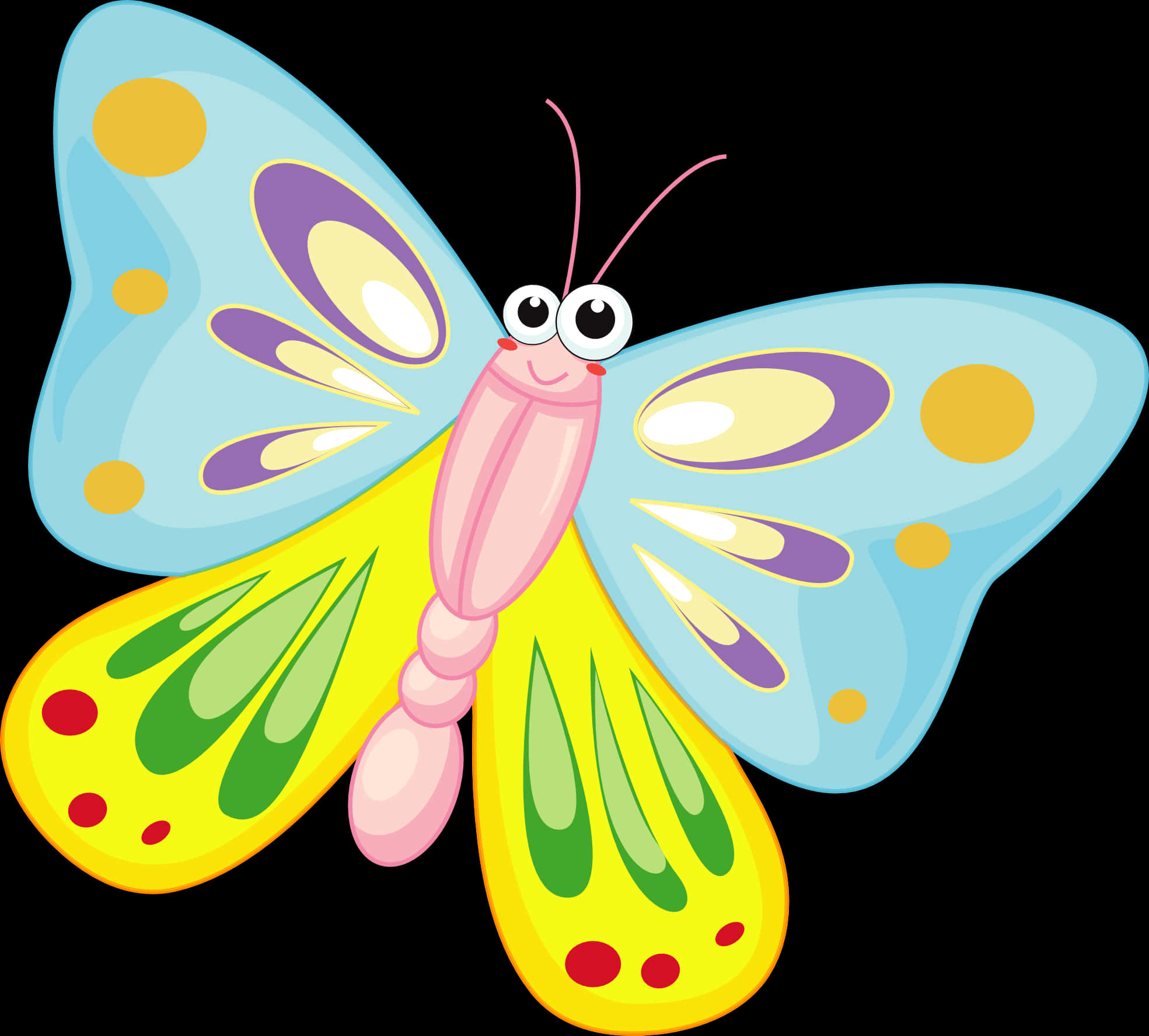 Colorful Cartoon Butterfly PNG
