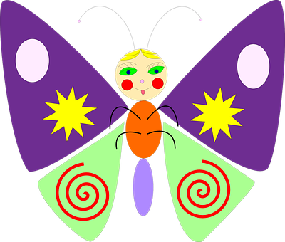 Colorful Cartoon Butterfly PNG