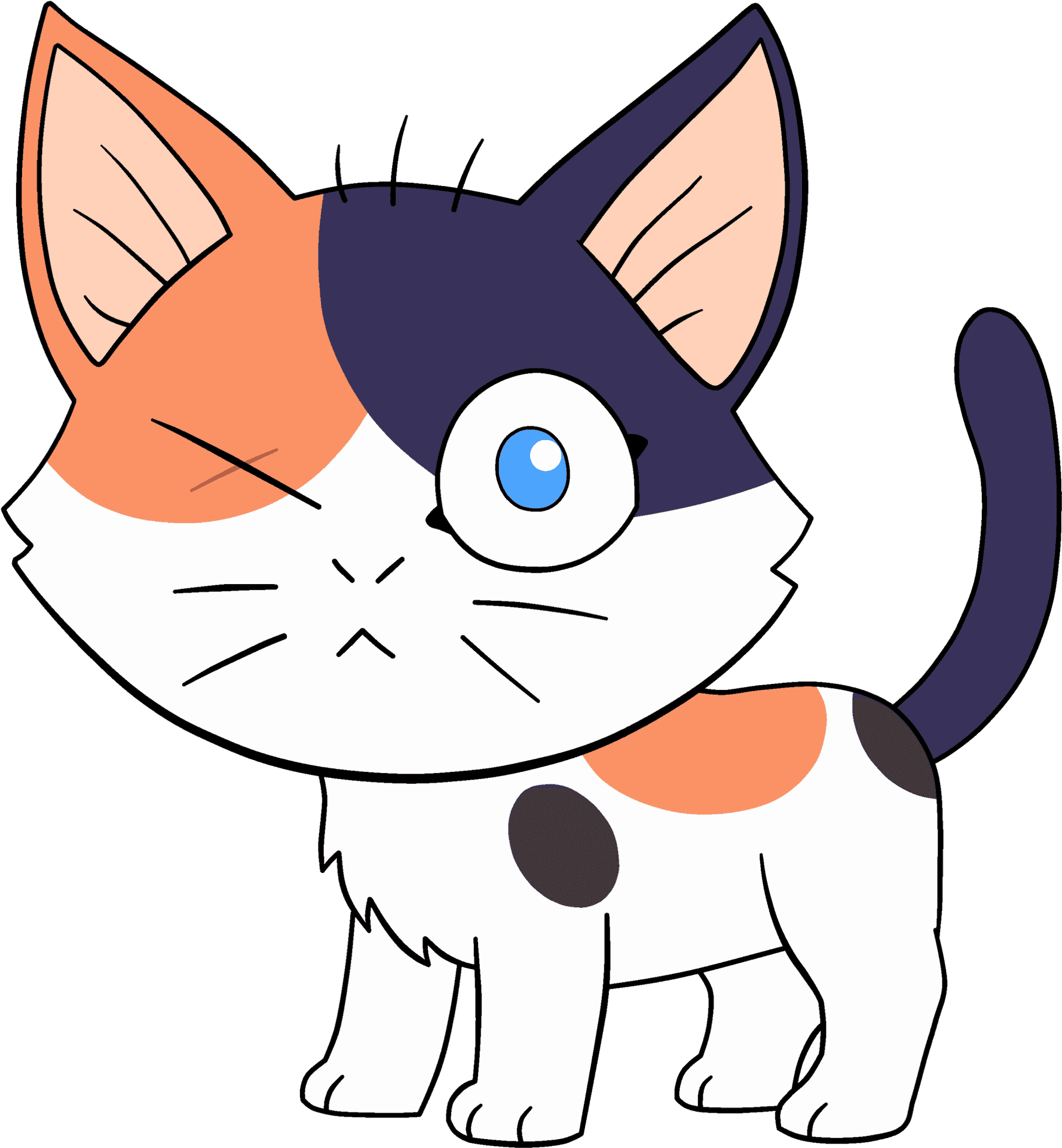Colorful Cartoon Calico Cat PNG
