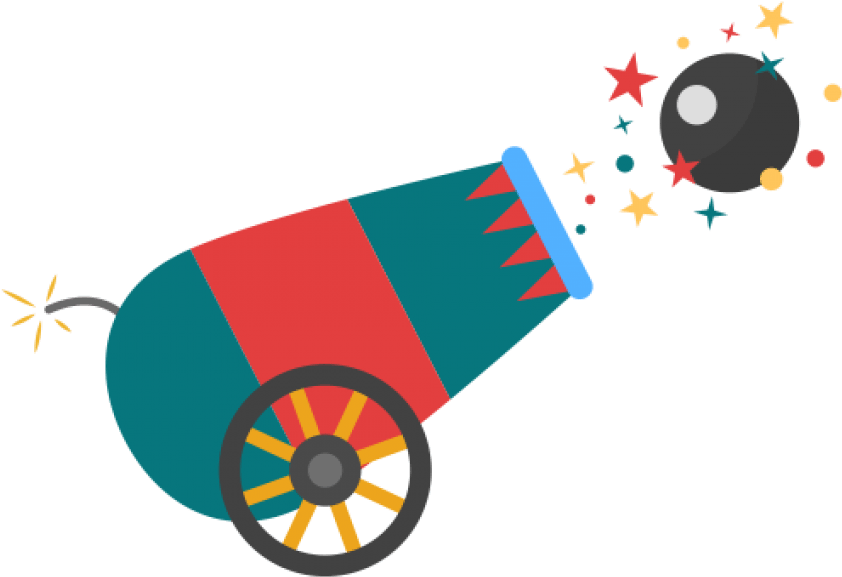 Colorful Cartoon Cannon Firing PNG