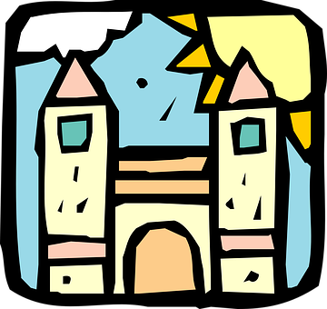 Colorful Cartoon Castle Illustration PNG
