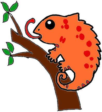 Colorful Cartoon Chameleonon Branch PNG