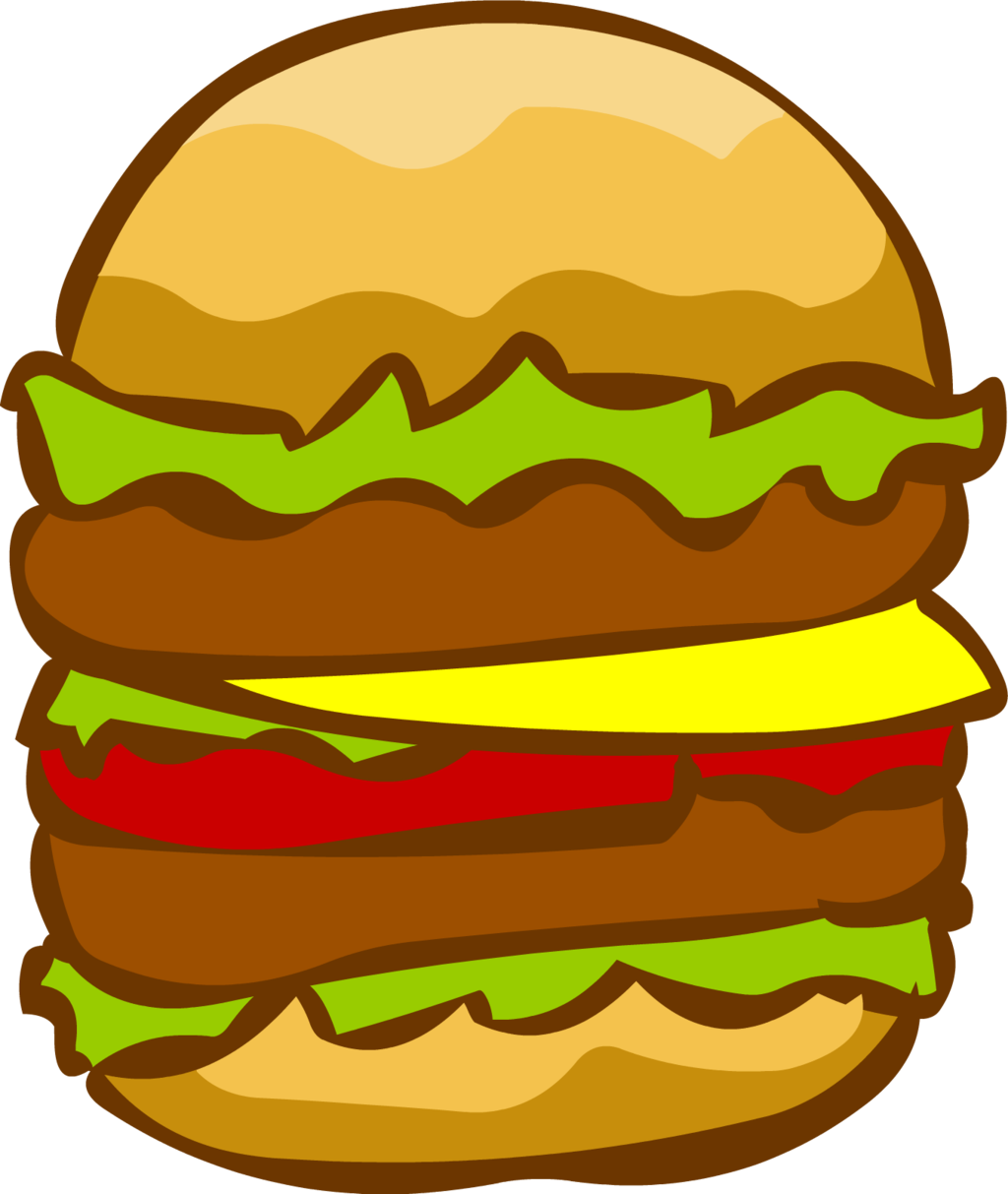 Colorful Cartoon Cheeseburger PNG