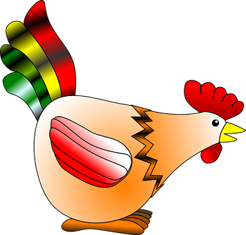 Colorful Cartoon Chicken Illustration PNG
