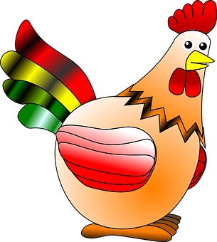 Colorful Cartoon Chicken PNG