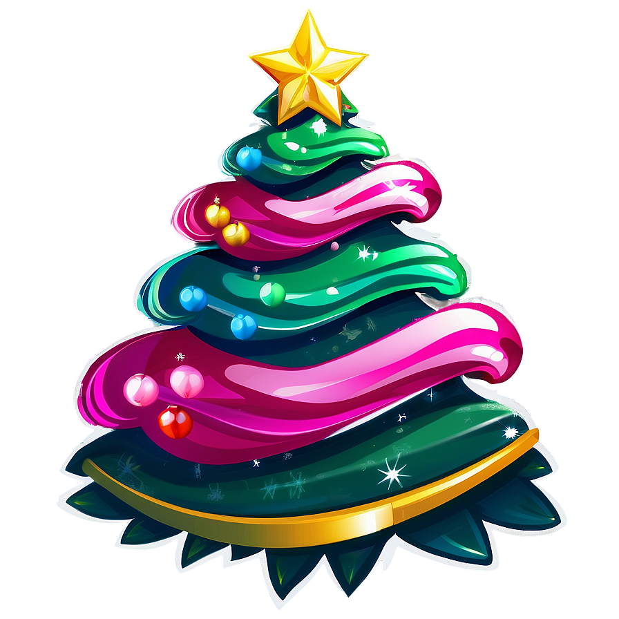 Colorful Cartoon Christmas Tree Png 06132024 PNG