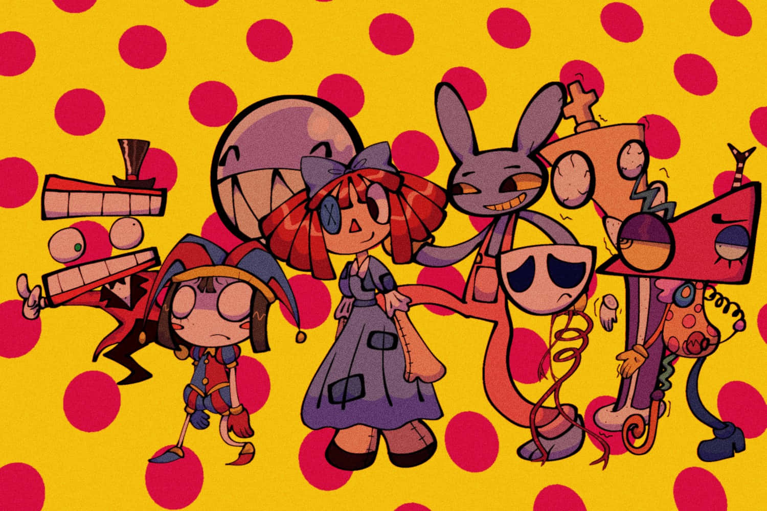 Colorful Cartoon Circus Characters Wallpaper