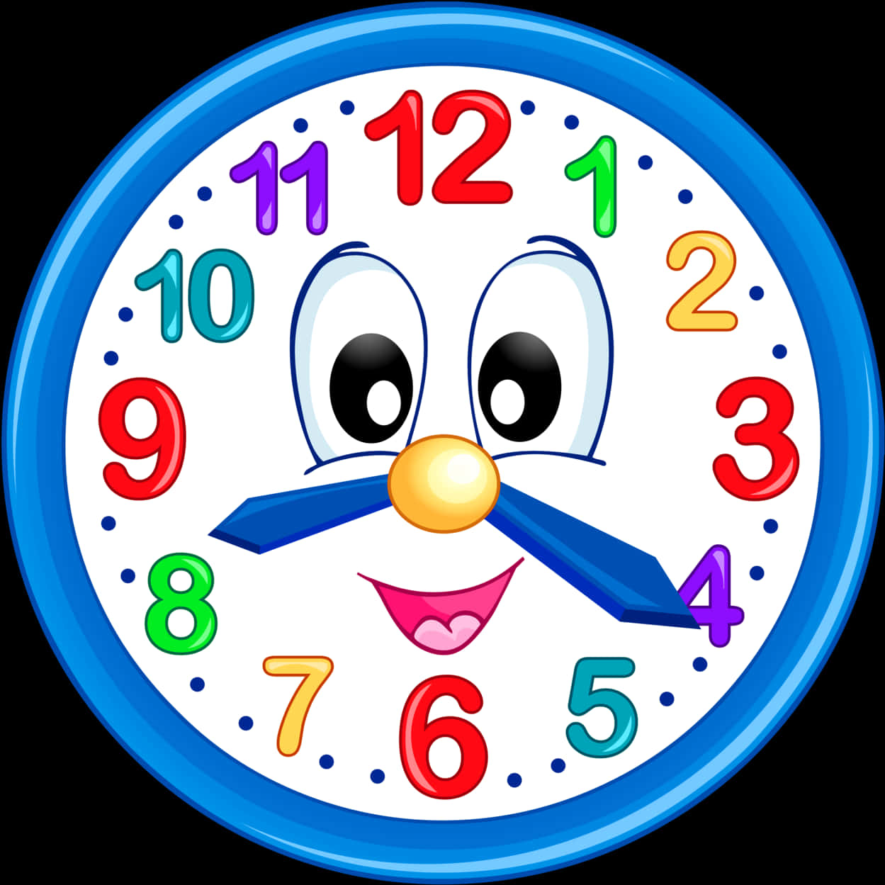 Colorful Cartoon Clock Face PNG