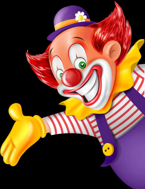 Colorful Cartoon Clown Extending Hand PNG