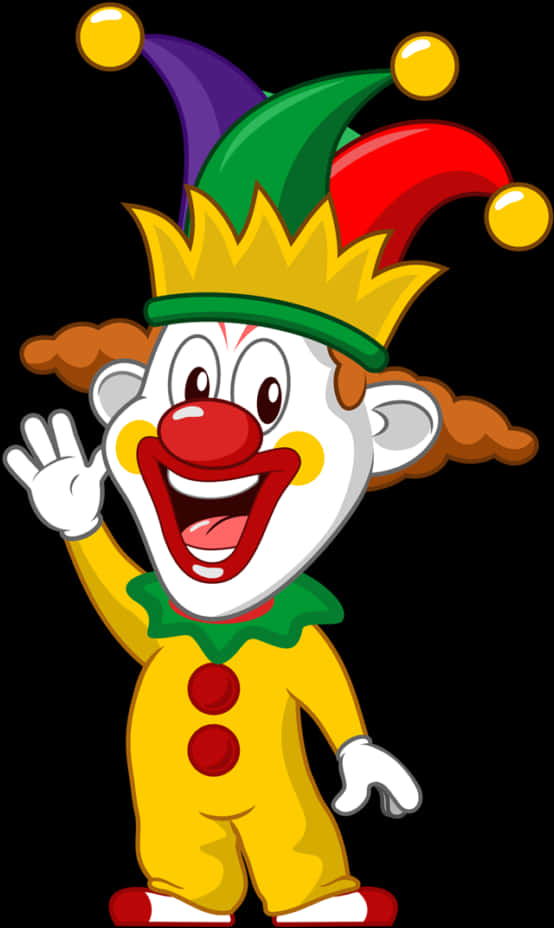 Colorful Cartoon Clown Waving PNG