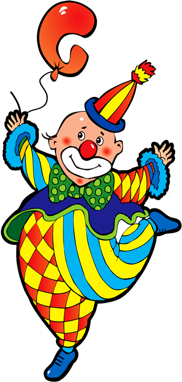 Colorful Cartoon Clownwith Balloon.png PNG