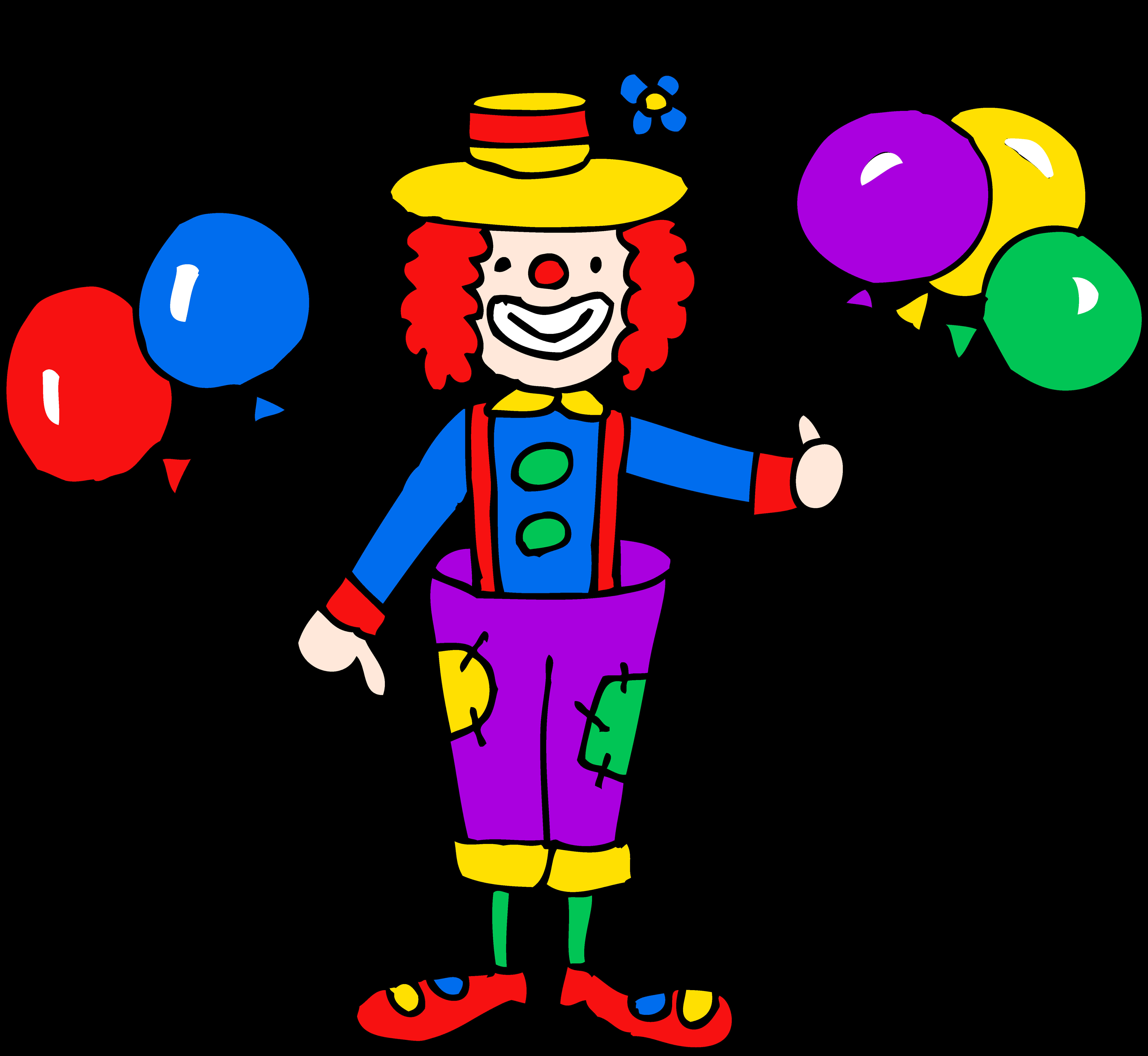 Colorful Cartoon Clownwith Balloons PNG