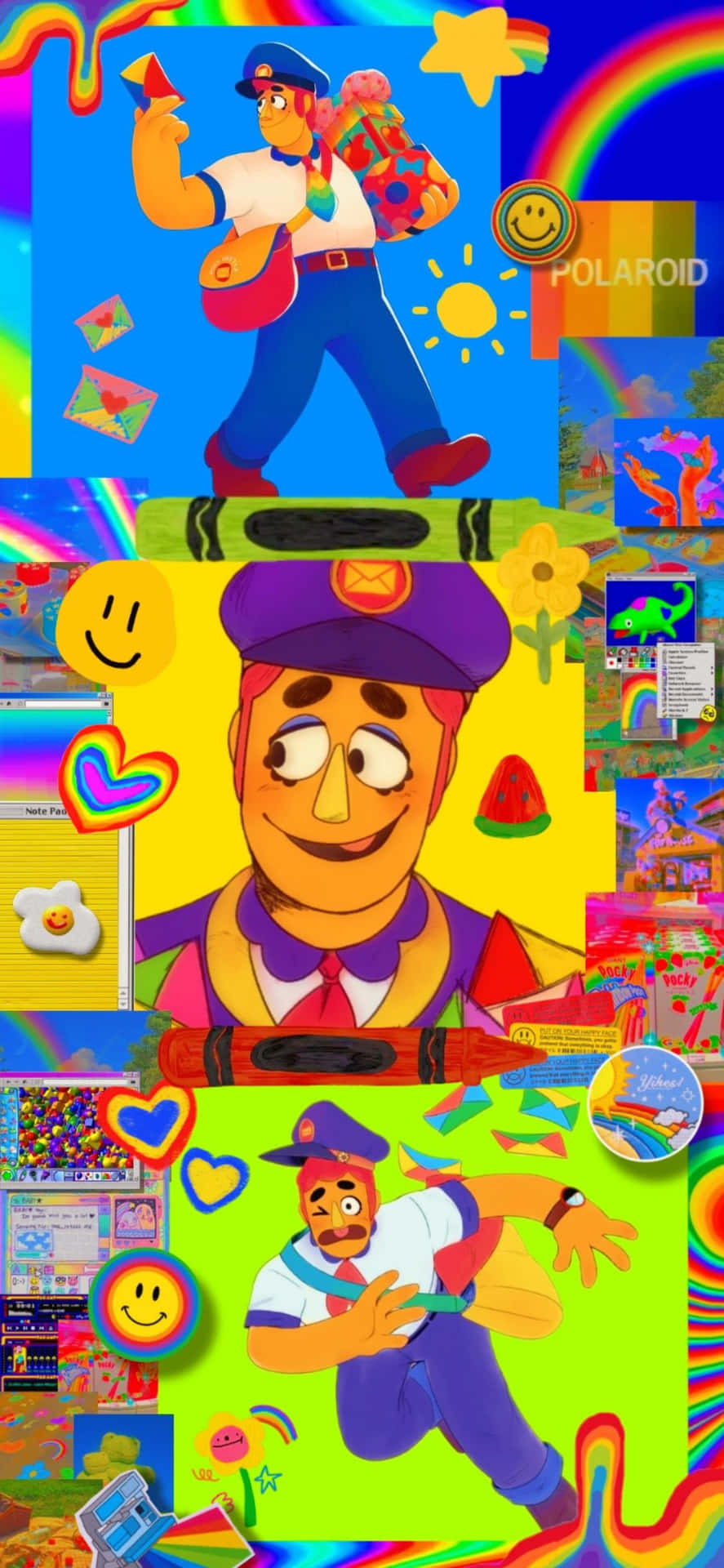 Colorful_ Cartoon_ Collage_ Polaroid_ Style Wallpaper