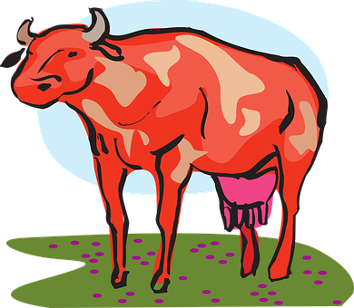 Colorful Cartoon Cow Illustration PNG