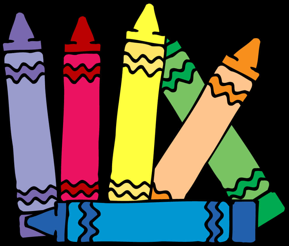 Colorful Cartoon Crayons PNG