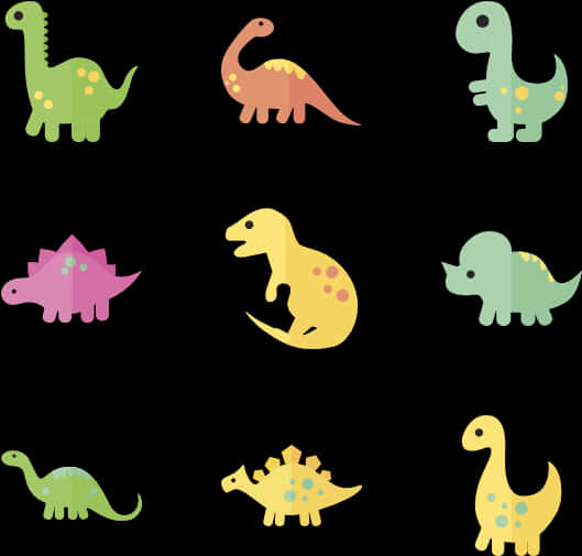 Colorful_ Cartoon_ Dinosaurs_ Collection PNG