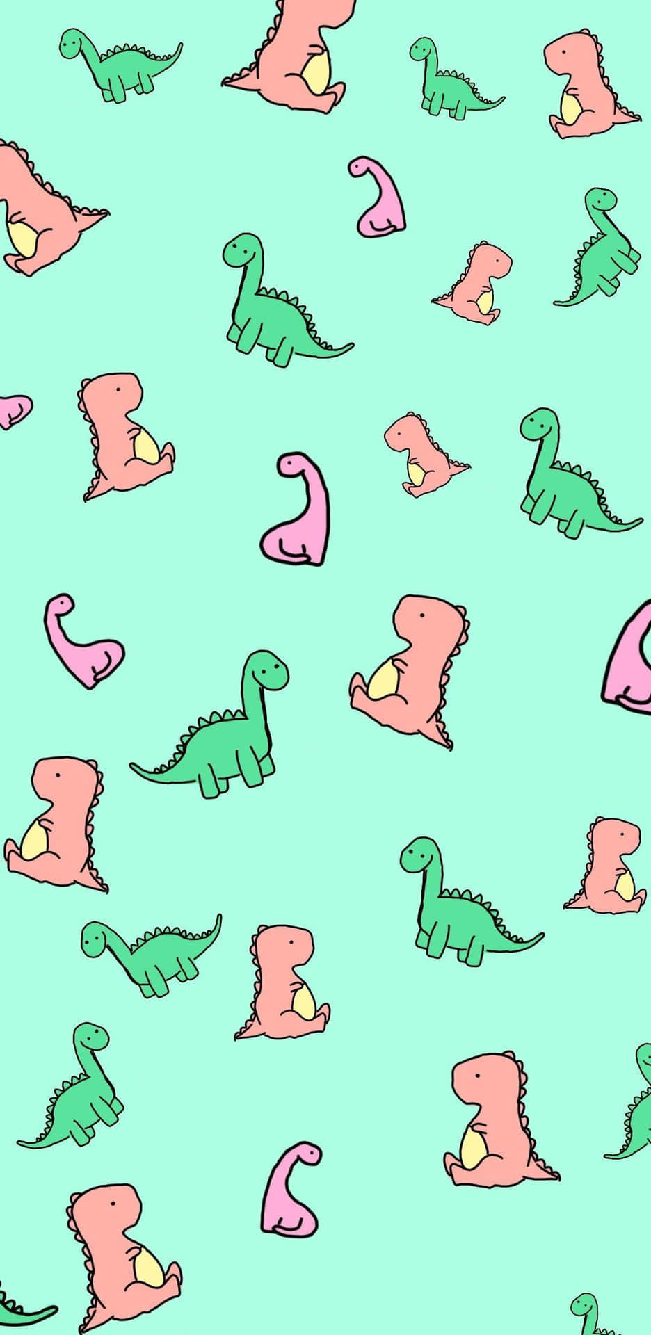 Colorful Cartoon Dinosaurs Pattern Wallpaper