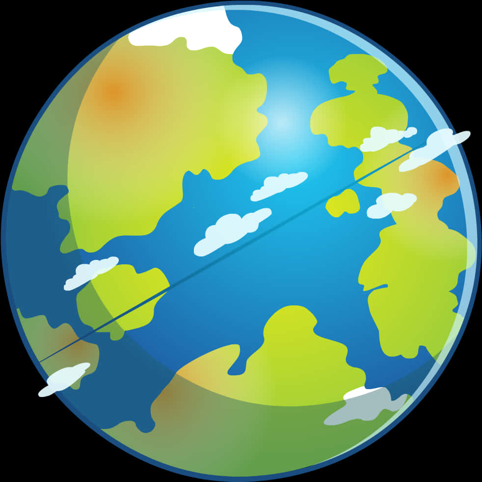 Colorful Cartoon Earth Globe PNG