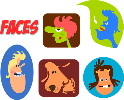 Colorful Cartoon Faces Collection PNG