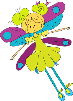 Colorful Cartoon Fairy Illustration PNG