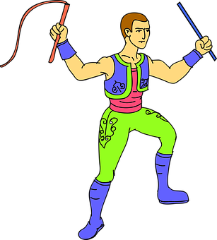 Colorful Cartoon Fencer Vector PNG