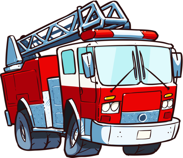 Colorful Cartoon Fire Truck PNG